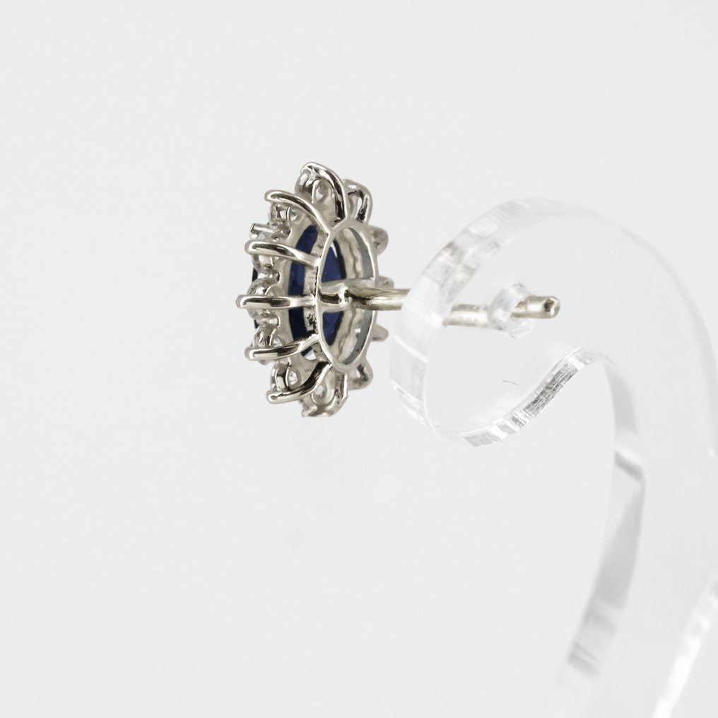 Σκουλαρίκια - 14 καράτια Λευκός χρυσός -  1.78ct. tw. Ζαφείρι - Διαμάντι #4.3