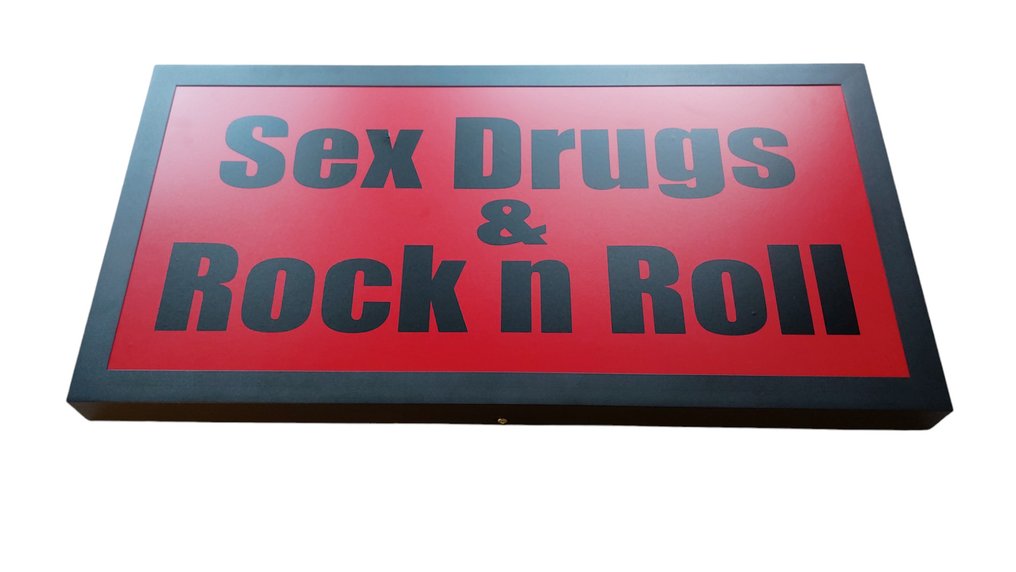 Αμβούργο Ρόδες: "Σεξ, ναρκωτικά και ροκ 'ν' ρολ" φωτεινή διαφήμιση - Διαφημιστική πινακίδα - Αμβούργο Ρόδες: "Σεξ, ναρκωτικά και ροκ 'ν' ρολ" φωτεινή διαφήμιση - Plexiglas, Χάλυβας #3.2
