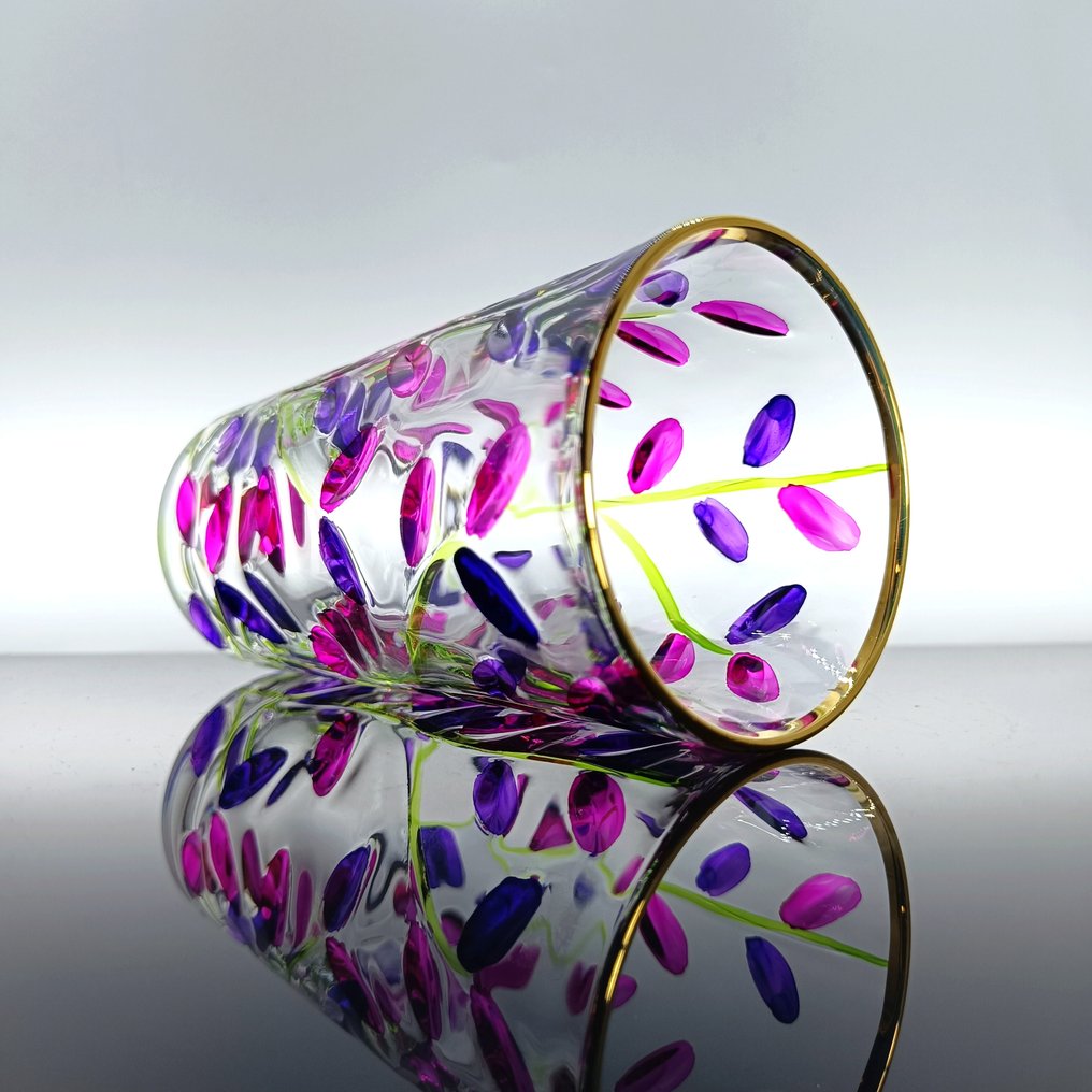 Secoloventesimo - 饮料用具 - 黄金紫水晶离开L.D。 - 24K金 - 一套六个无铅厚重水晶高脚饮料杯 #2.1