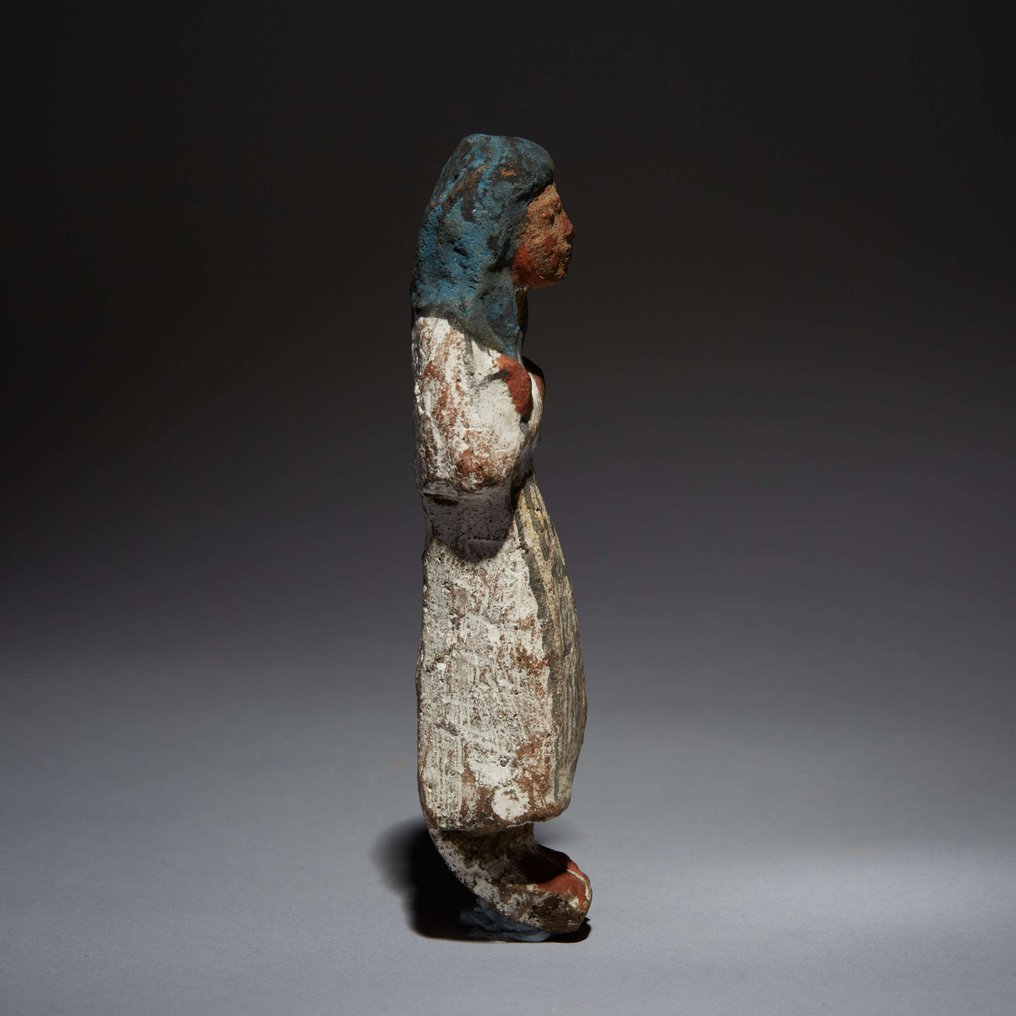 Forntida Egypten Terrakotta Fine Ushabti. Nya riket, 1570 - 1070 f.Kr. 11,6 cm höjd. #2.1