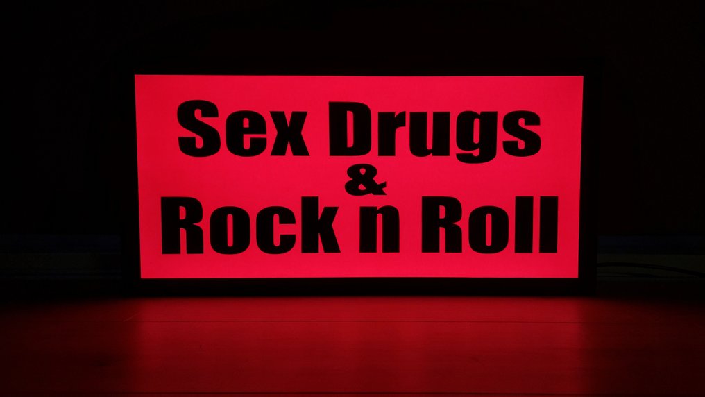 Αμβούργο Ρόδες: "Σεξ, ναρκωτικά και ροκ 'ν' ρολ" φωτεινή διαφήμιση - Διαφημιστική πινακίδα - Αμβούργο Ρόδες: "Σεξ, ναρκωτικά και ροκ 'ν' ρολ" φωτεινή διαφήμιση - Plexiglas, Χάλυβας #2.1
