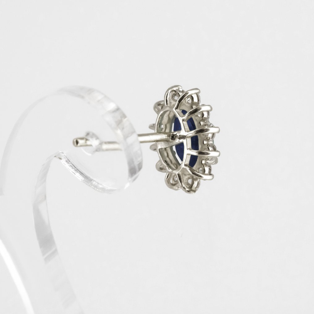 Σκουλαρίκια - 14 καράτια Λευκός χρυσός -  1.78ct. tw. Ζαφείρι - Διαμάντι #3.2