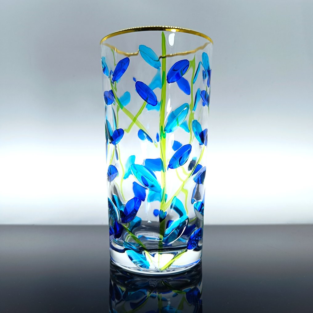 Secoloventesimo - Υπηρεσία ποτού - Χρυσά Φύλλα Azul L.D. - Χρυσός 24 καρατίων - Σετ από έξι ποτήρια από κρύσταλλο (χωρίς μόλυβδο) #2.1