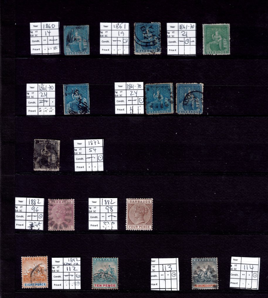 Barbados 1860/1925 Assorted lot of 32 Barbados stamps Catawiki