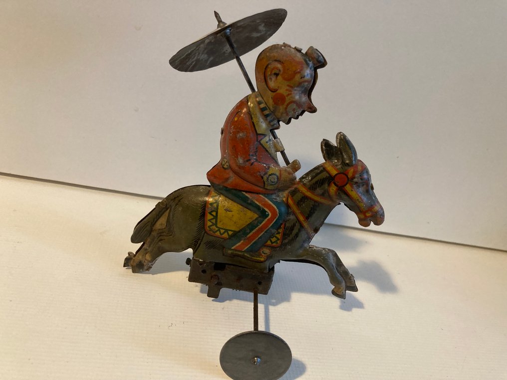 Günthermann Or Eberl - Uutuus nallikkaan ratsastaminen aasin selässä sateenvarjolelun kanssa, avattuna - Vieteritinalelu - 1920-1929 - Saksa #4.3