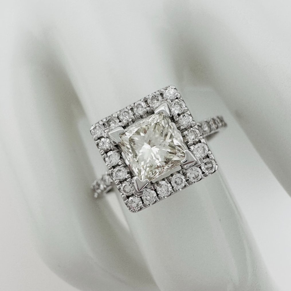 訂婚戒指 - 14 克拉 白金 -  1.44ct. tw. 鉆石 (天然) - 鉆石 #1.0