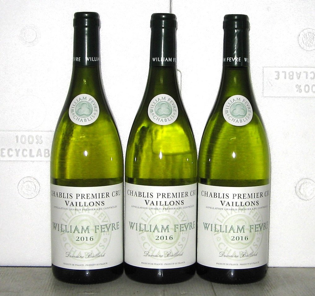 2016 Domaine Baillard (William Fèvre) "Vaillons" - Chablis 1er Cru - 3 Flaskor (0,75L) #1.0