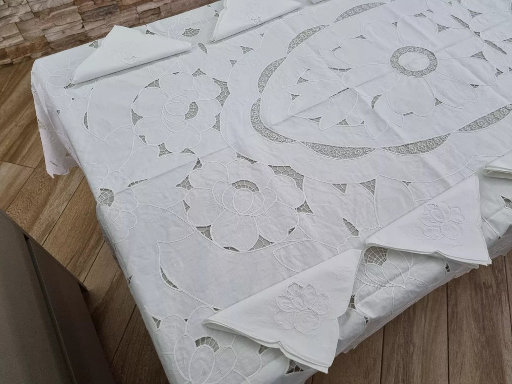 Tovaglia cotone gran misura 18 posto white color - Nappe - 385 cm - 175 cm #2.1