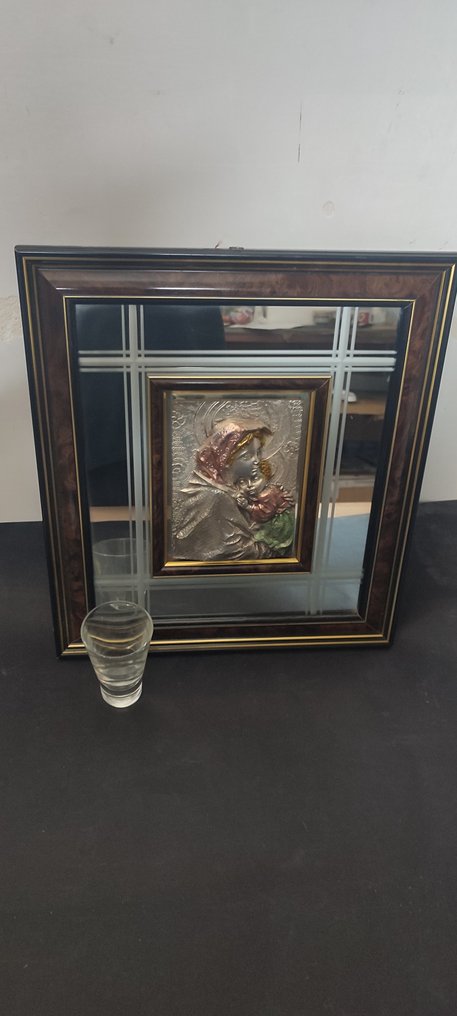altorilievo grande , lussuoso in argento con stima e certificato - Simone Cois (01/1941 - 05/2016 ) - Blokkfaragás/ Dombormű, " Vergine Maria " - 48 cm - .925 ezüst #2.1