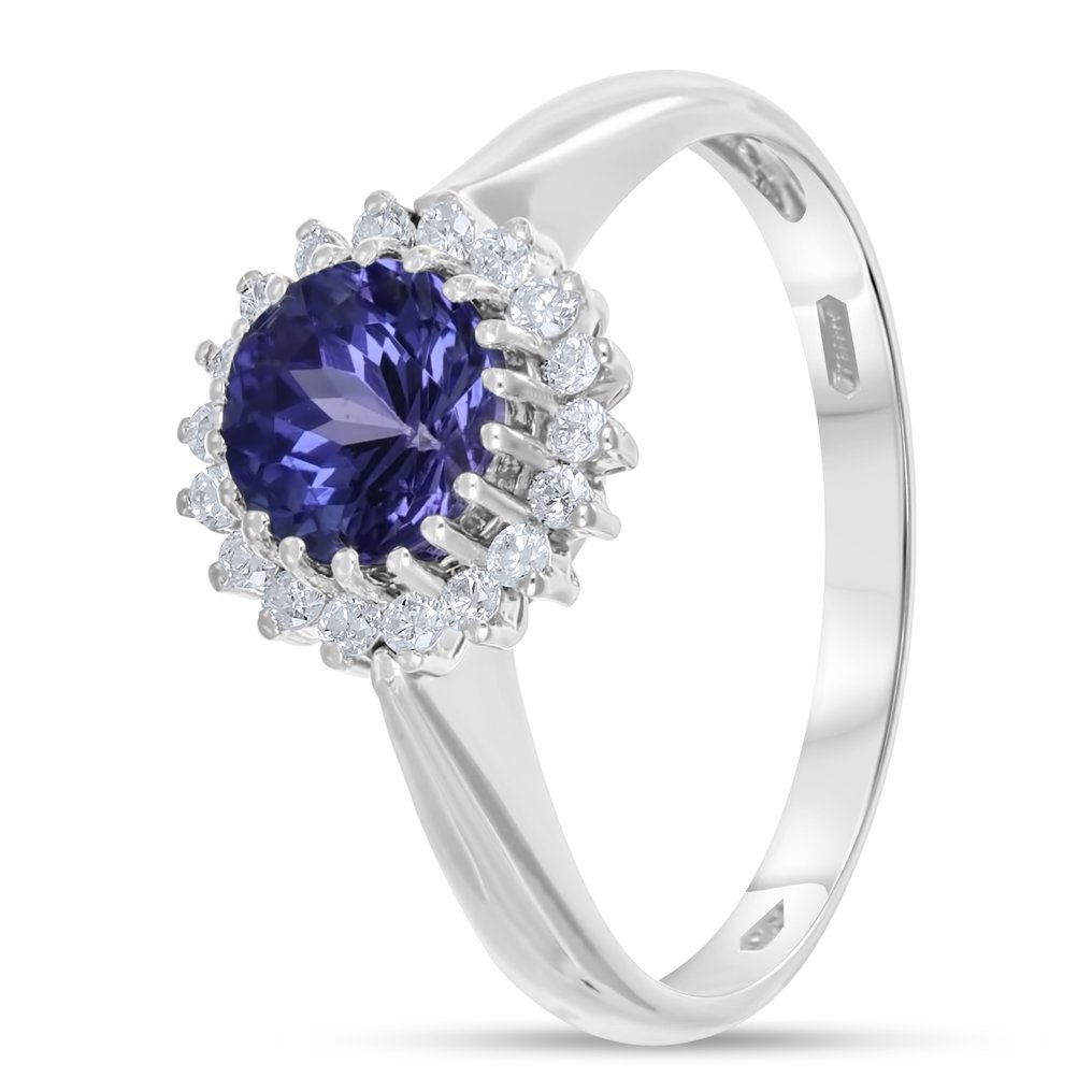 Δαχτυλίδι - 18 καράτια Λευκός χρυσός -  1.32ct. tw. Τανζανίτης - Διαμάντι #3.2