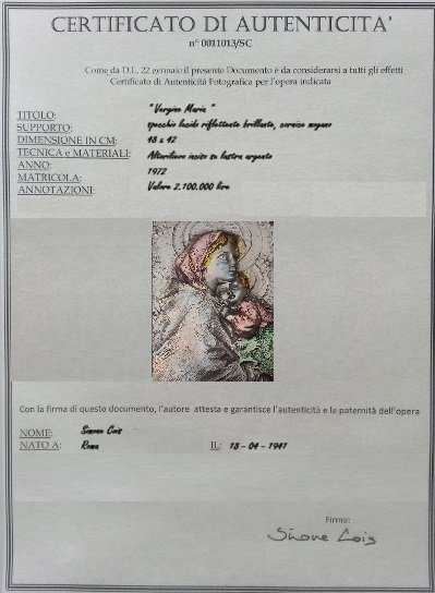 altorilievo grande , lussuoso in argento con stima e certificato - Simone Cois (01/1941 - 05/2016 ) - Blokkfaragás/ Dombormű, " Vergine Maria " - 48 cm - .925 ezüst #3.1