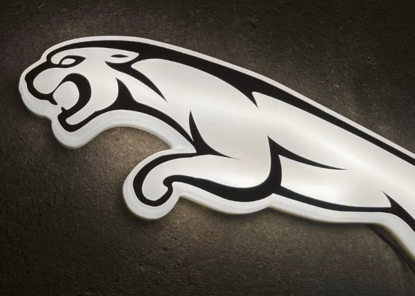 Sign - Jaguar - Large Jaguar Leaping Cat Illuminated Sign Lightbox #4.3