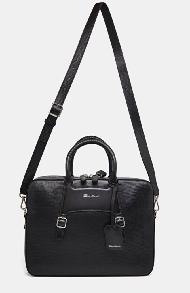 Santoni SANTONI BLACK EMBOSSED LEATHER BRIEFCASE Laptoptasche auktion Catawiki