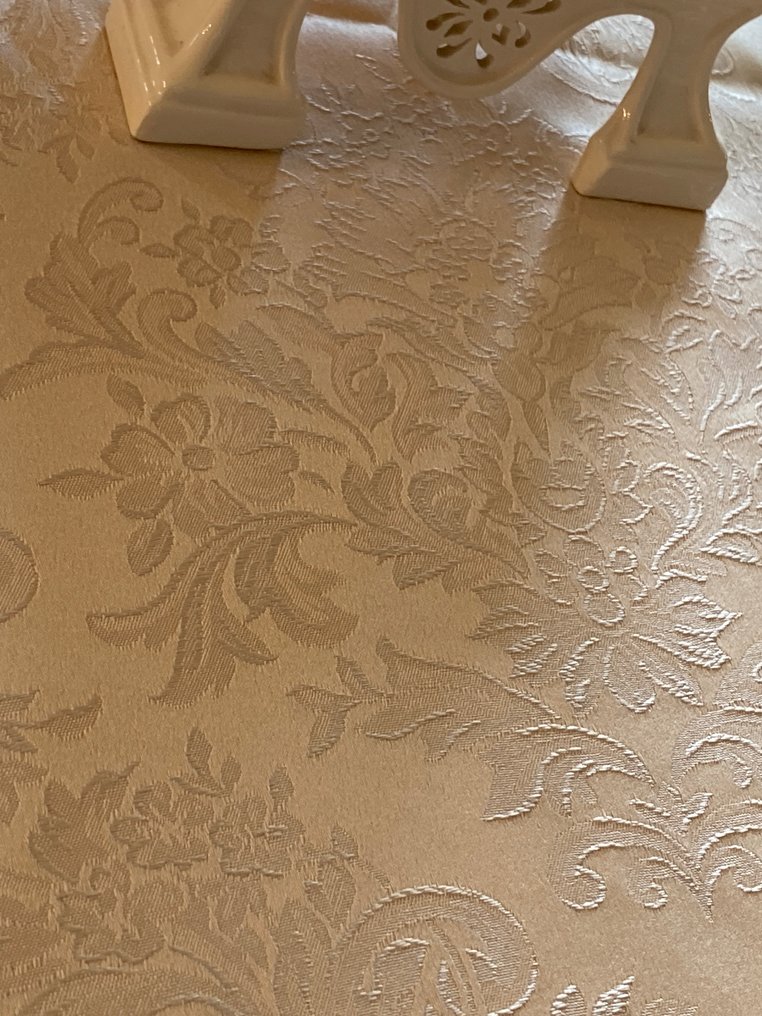 san leucio - Large and valuable ivory silk tablecloth with medallion patterns. - Tablecloth  - 280 cm - 180 cm #4.3