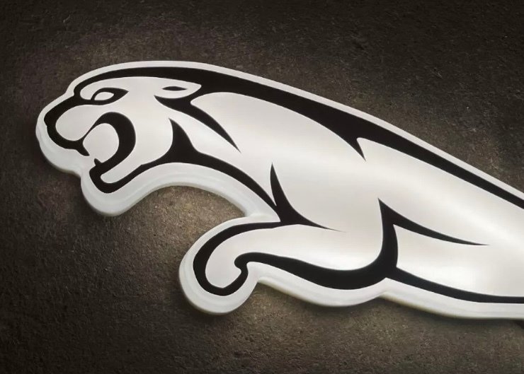 Sign - Jaguar - Large Jaguar Leaping Cat Illuminated Sign Lightbox #1.0