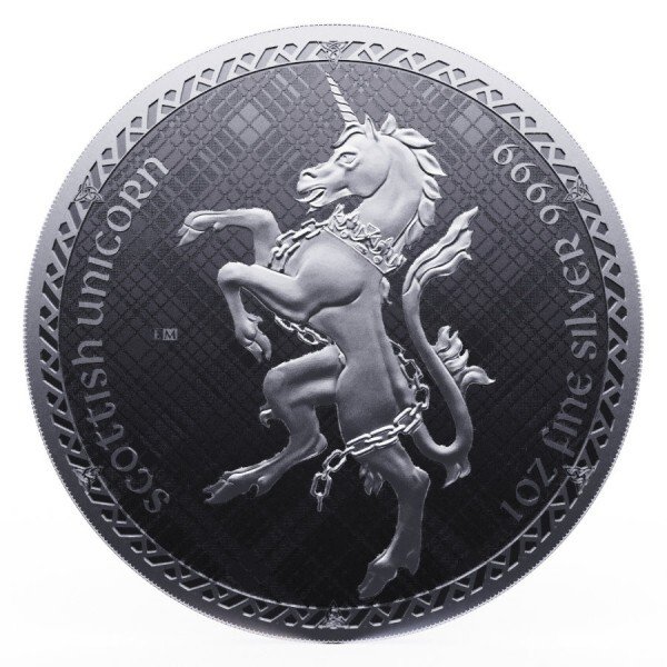纽埃. 2023 1oz $2 NZD Niue Scottish Unicorn Heraldic Series Silver Coin BU (In Capsule) (没有保留价) #1.0