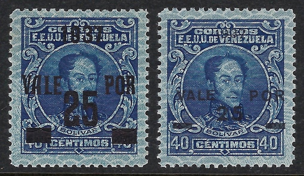 Βενεζουέλα 1937 - Σετ με επιπλέον τυπωμένο '25c' από τον Bolívar. - Yver Tellier N- 182/183 #1.0