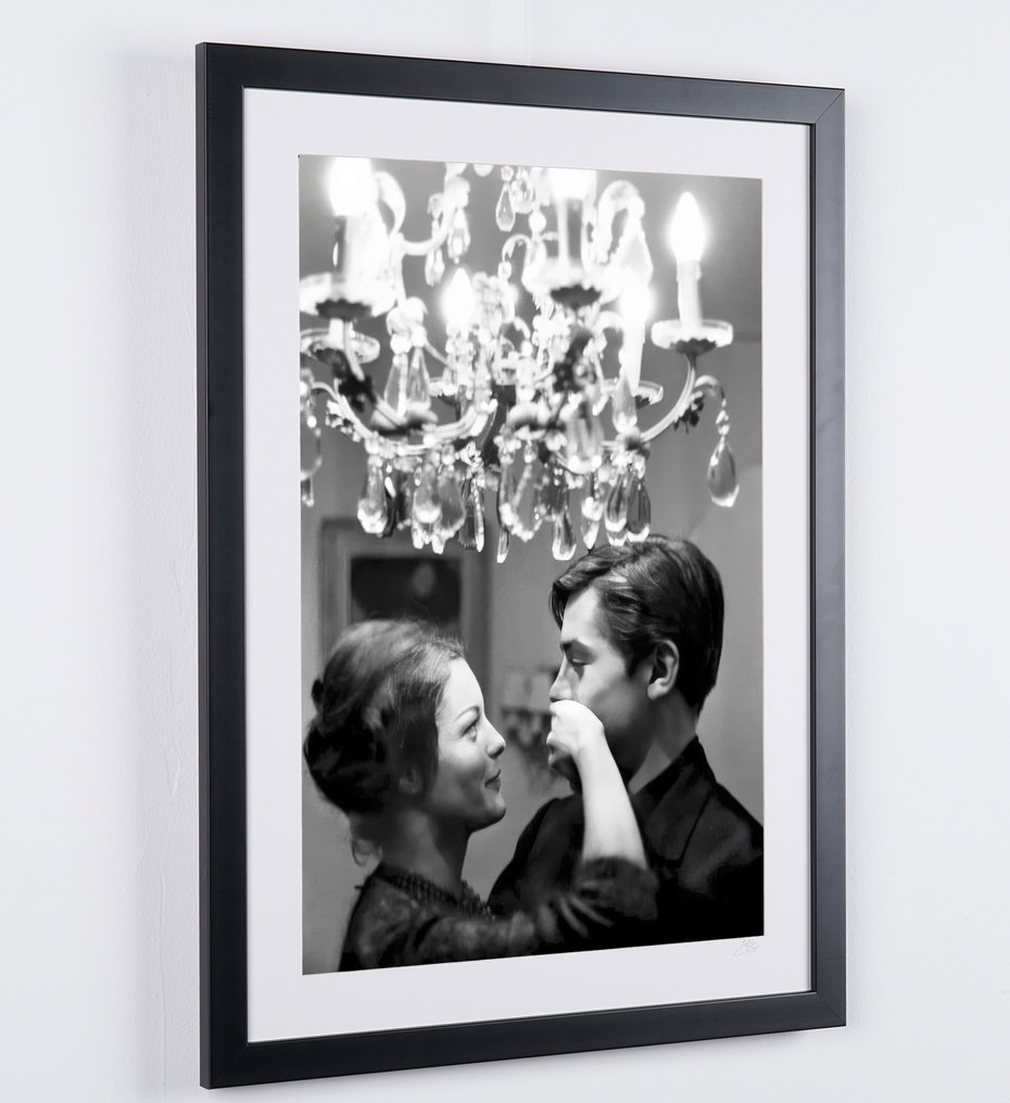 Romy Schneider and Alain Delon - At home in 1959 - Fine Art Photography - Luxury Wooden Framed 70X50 cm - Limited Edition Nr 03 of 30 - Serial ID 17194 - Original Certificate (COA), Hologram - 100% New. Shipping Reduction from 3 items #4.3