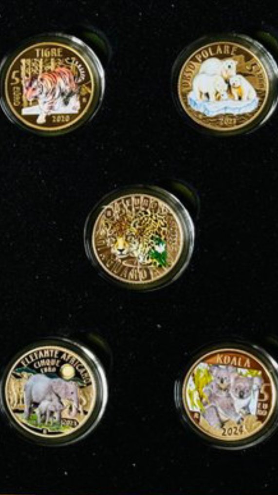 Olaszország. 5 Euro 2020/2024 "Animali In Via Di Estinzione" (incl. 5 euro "Tigre") #2.1
