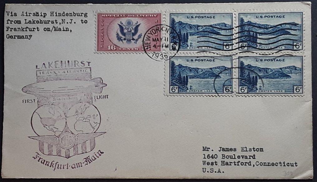 ÉtatsUnis 2 Documents Zeppelin/ SaintPétersbourg 1930 / Premier vol