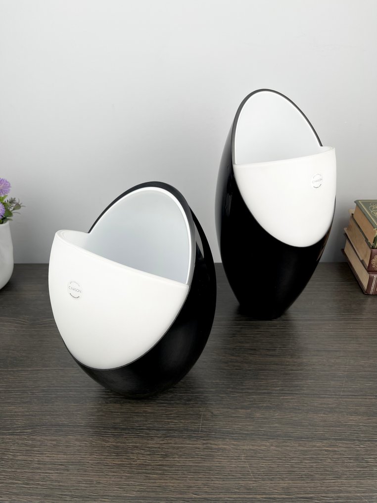 Murano - Carlo Nason - 花瓶 - 穆拉諾玻璃 - 一对威尼斯穆拉诺玻璃花瓶 #1.0