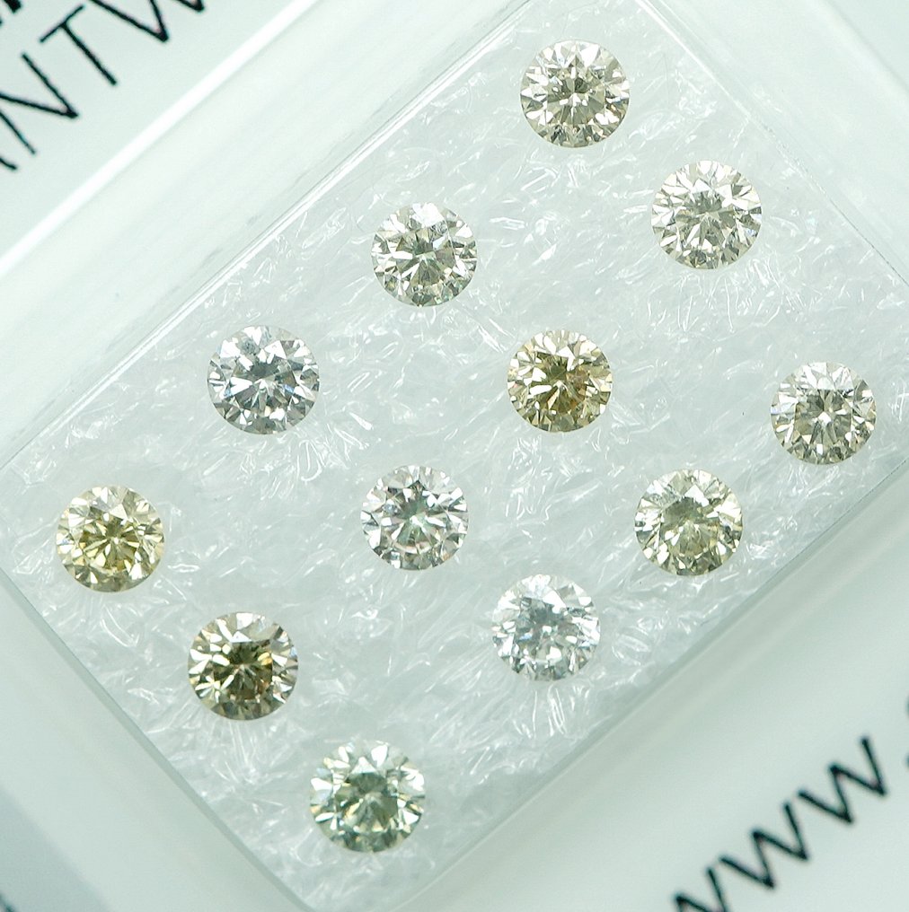 12 pcs 钻石  (天然)  - 1.04 ct - VS1 轻微内含一级, SI1 微内含一级 - 安特卫普宝石报告（GRA） #4.3