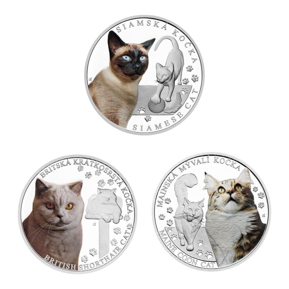 Niue. 1 Dollar 2024 Cat Breeds, 3x1 Oz (.999) #1.1