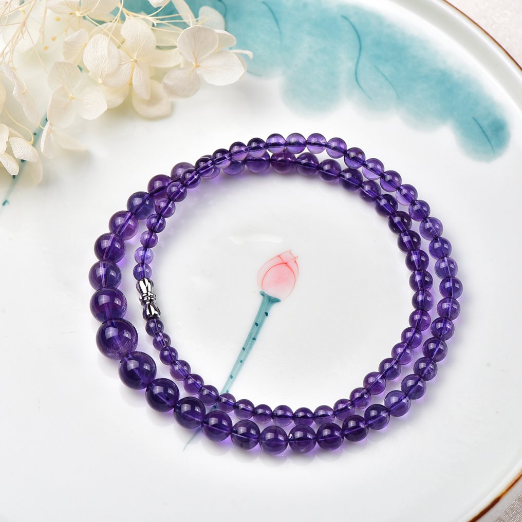 无底价 - 天然紫水晶项链 - 华丽的深紫色调- 30.04 g #4.3