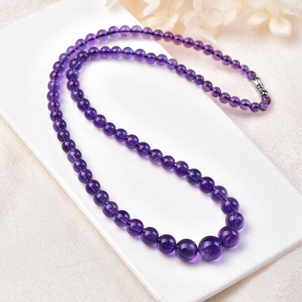 无底价 - 天然紫水晶项链 - 华丽的深紫色调- 30.04 g #1.0