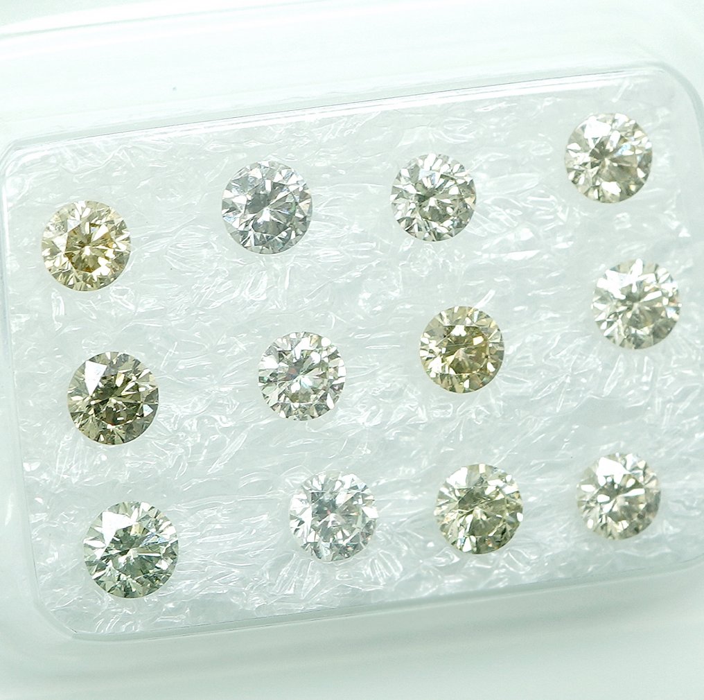 12 pcs 钻石  (天然)  - 1.04 ct - VS1 轻微内含一级, SI1 微内含一级 - 安特卫普宝石报告（GRA） #2.1
