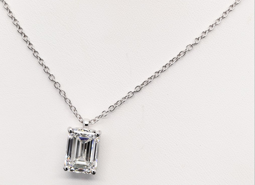 Ohne mindestpreis - Kette - 14 kt Weißgold - 5.03ct. tw. Diamant (Laborgezüchtet (Lab Grown)) - Emerald F-VVS2 #4.3