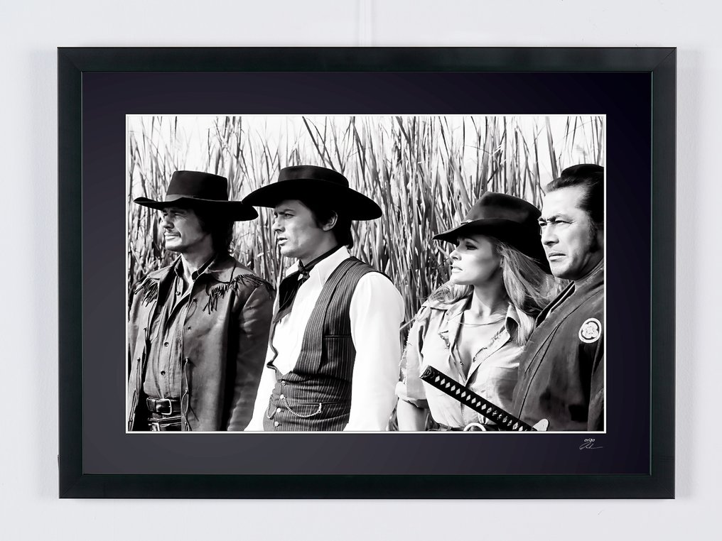 Red Sun 1971 - Alain Delon, Charles Bronson, Ursula Andress et Toshiro Mifune - Fine Art Photography - Luxury Wooden Framed 70X50 cm - Limited Edition Nr 01 of 30 - Serial ID 17280 - Original Certificate (COA), Hologram - 100% New. Shipping Reduction from 3 items #1.0