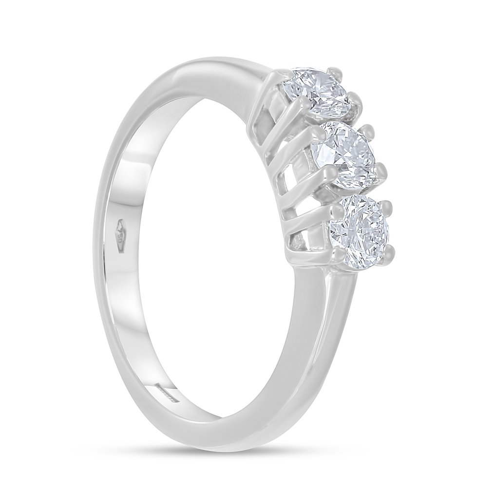 戒指 - 18 克拉 白金 - 0.54ct. tw. 鉆石 (天然) #1.0