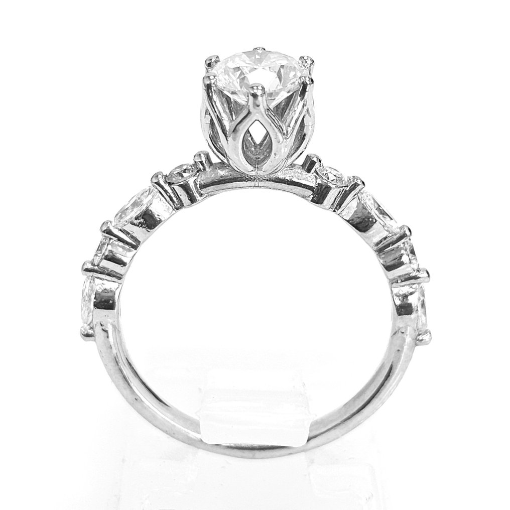 Δαχτυλίδι αρραβώνων - 14 καράτια Λευκός χρυσός - 1.06ct. tw. Διαμάντι (Φυσικό) - Διαμάντι #1.0