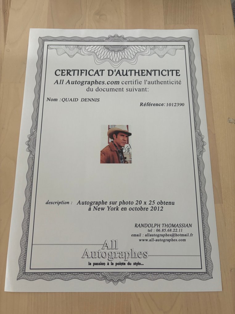 Dennis Quaid - Signed in Person - with Certificate - Autograph, photo - No Reserve! #2.1