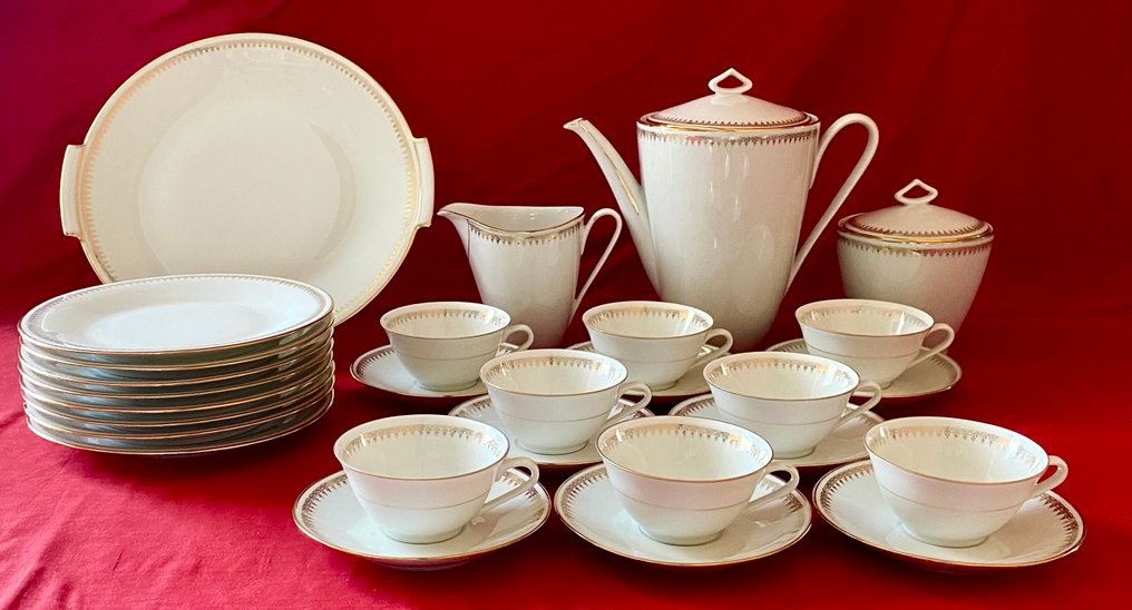 Limoges, Porcelaine de Sologne - Larchevêque - Service à café pour 8 personnes (28) - Or, Porcelaine - Service à café & dessert #1.1