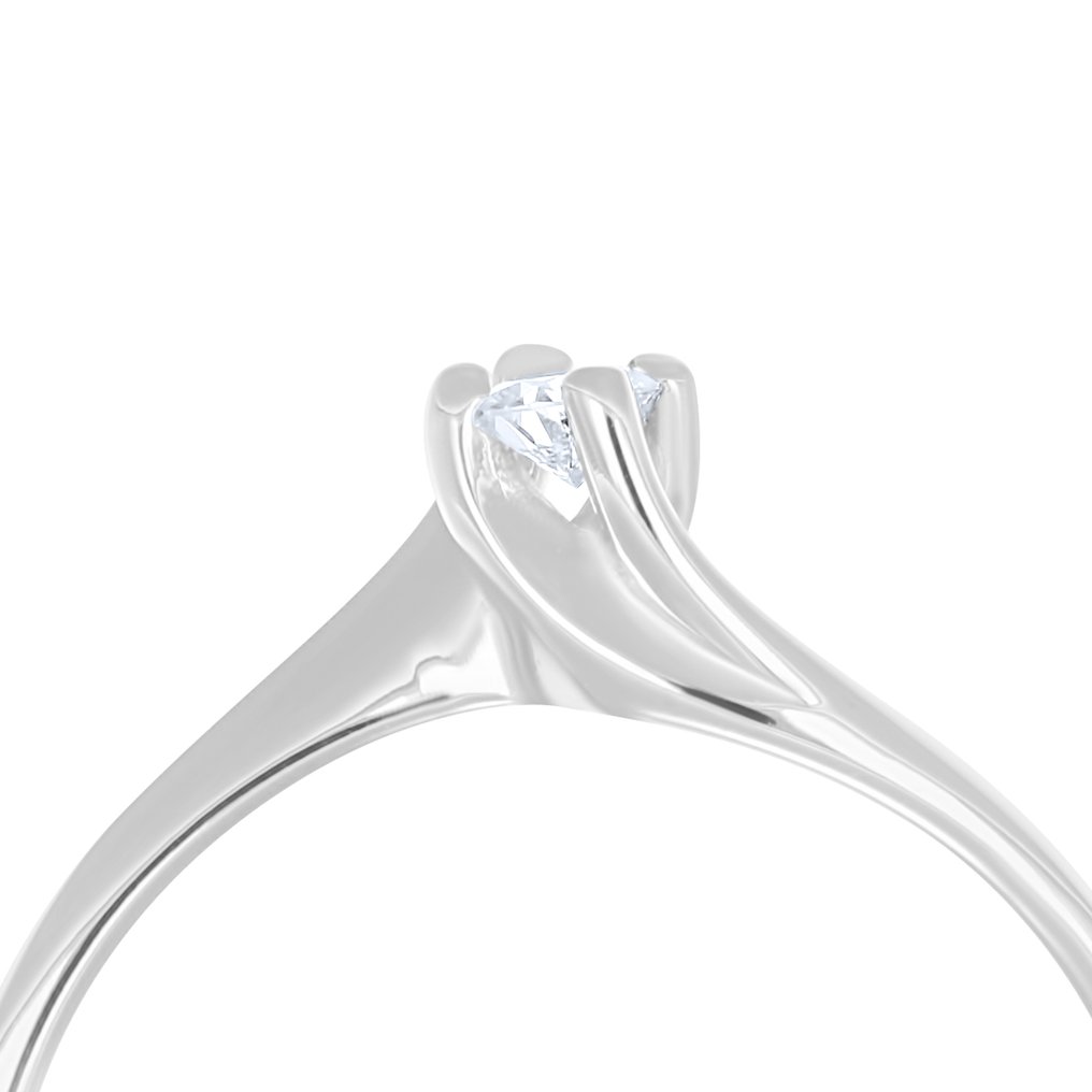 No Reserve Price - Ring - 18 kt. White gold - 0.09ct. tw. Diamond (Natural) #4.3