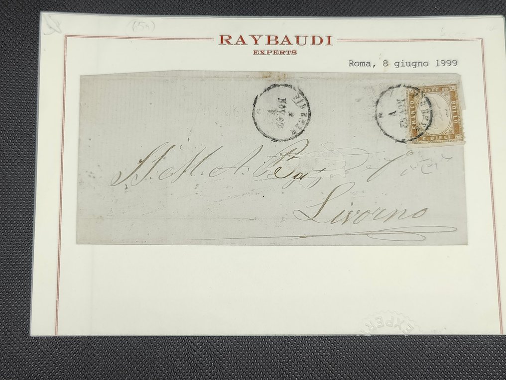 Italy Kingdom 1862 - 1862 Letter 10 cent Bruno Bristro 1K not perforated at the bottom #1.1