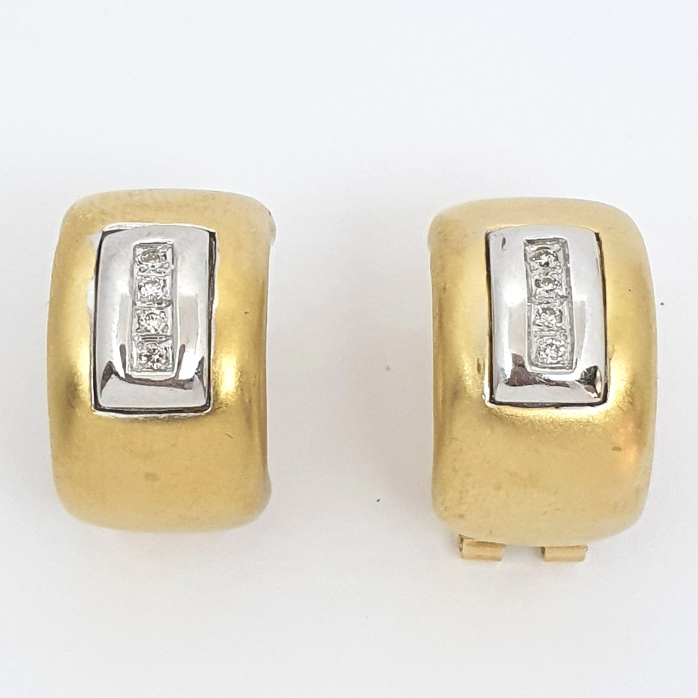 耳環 - 18 克拉 黃金, 白金 -  0.24ct. tw. 鉆石 (天然)  #1.0
