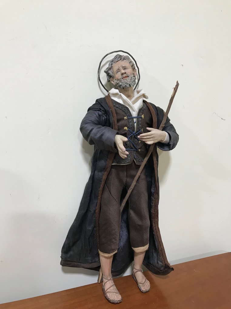 Sculpture, Presepe Napoletano San Giuseppe inizio XX secolo - 34 cm - Earthenware, Glass, Textile, Wood #2.2