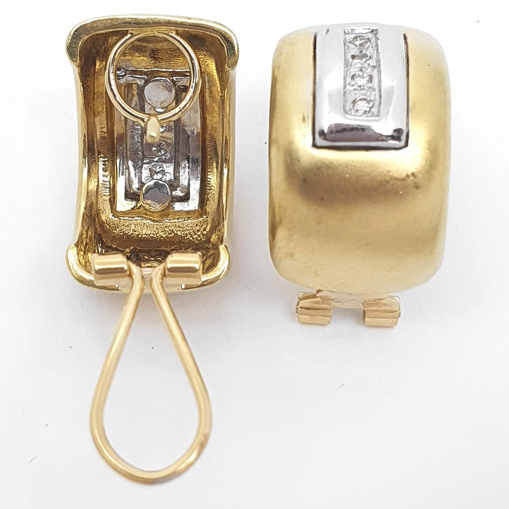耳環 - 18 克拉 黃金, 白金 -  0.24ct. tw. 鉆石 (天然)  #4.3