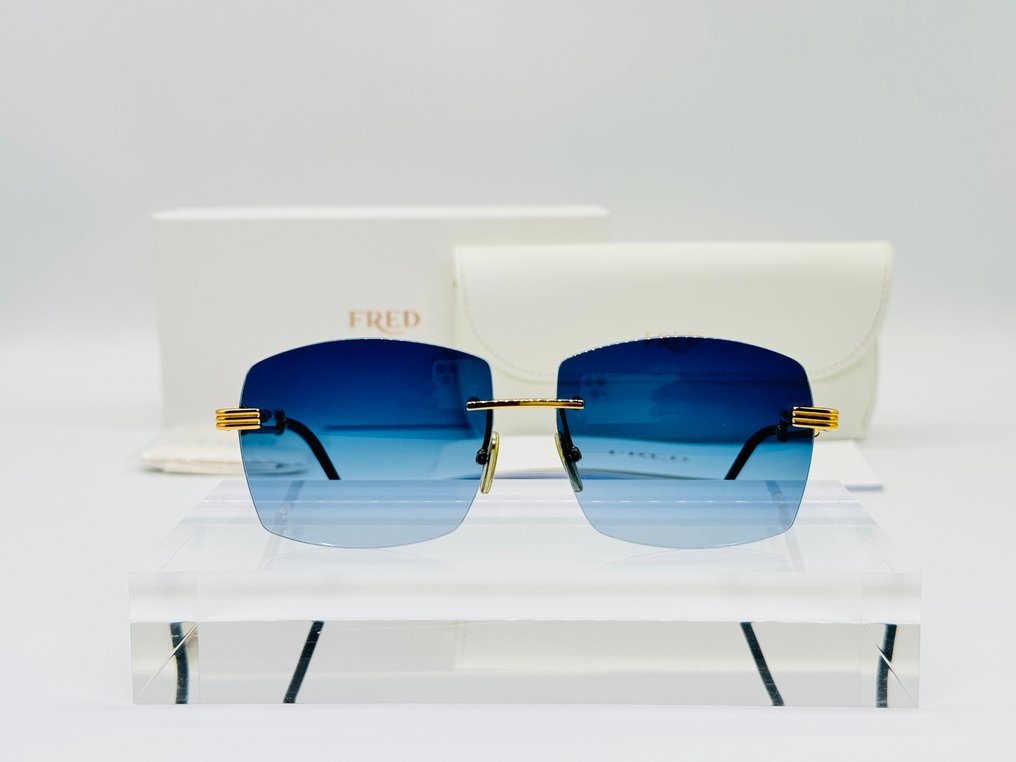 Other brand - Fred Rimless Double Lenght Bicolor Gold Planted Ref. FG50047 100% Genuine - Gafas de sol #3.2