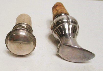 1 stop en 1 stop met schenktuit - Bottle cork (2) - Cork, silver-plated metal #1.0