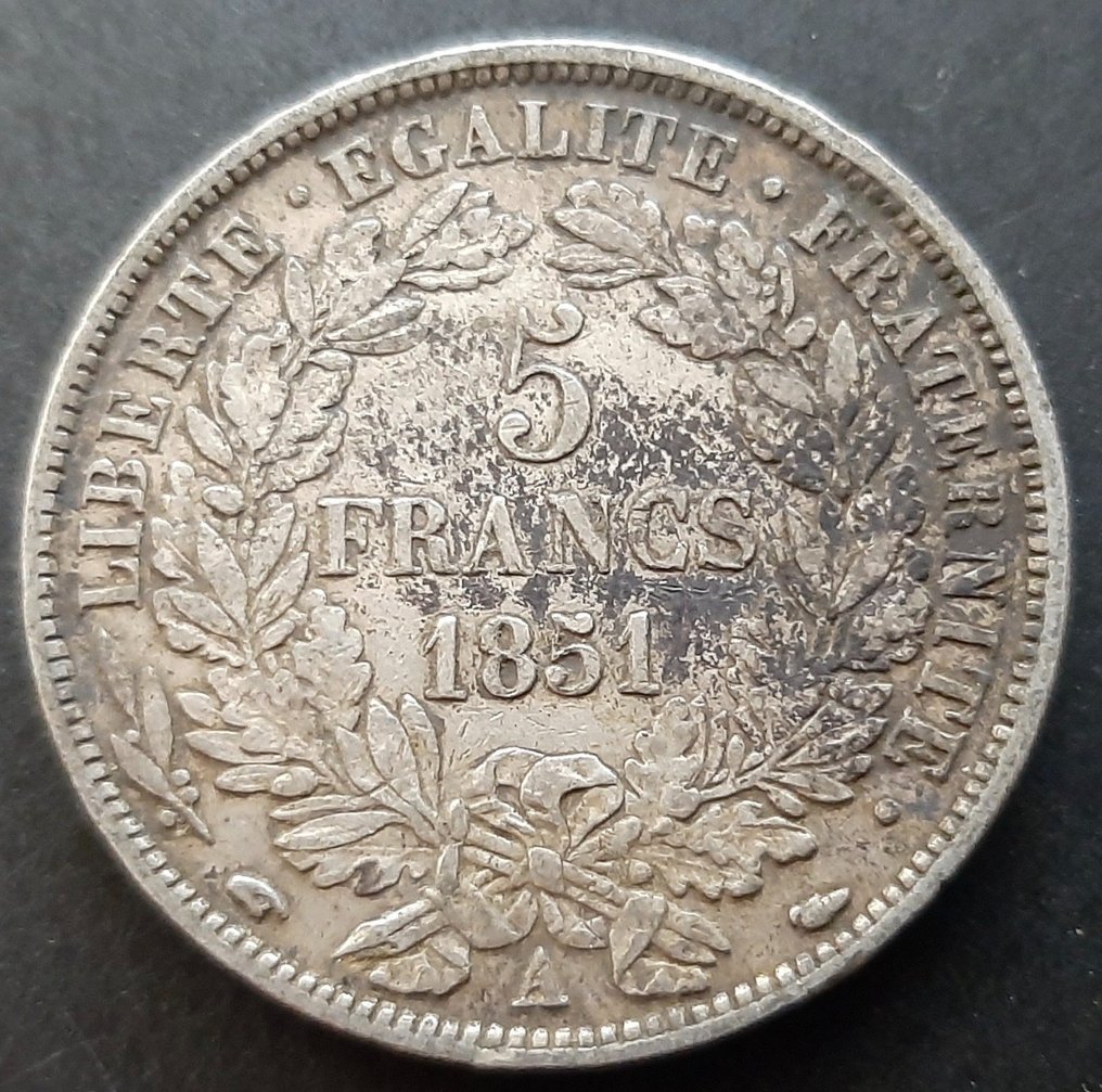 Γαλλία. Second Republic (1848-1852). 5 Francs 1851-A, Paris "Cérès" #1.1