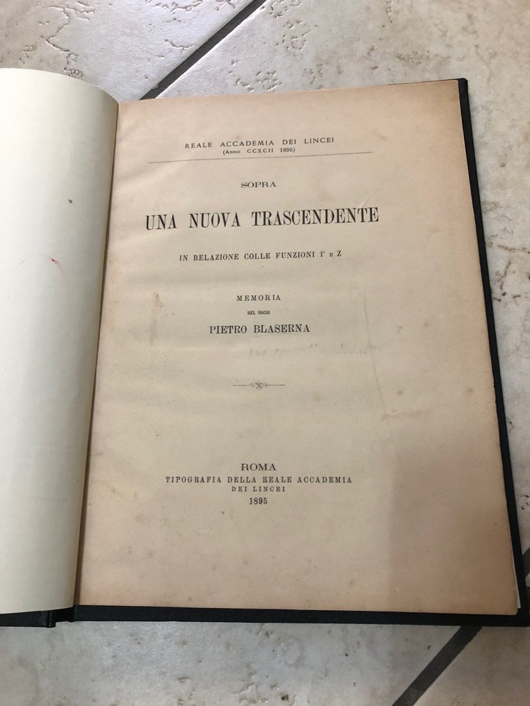 Pietro Basler - Sopra una nuova trascendenza in relazione alle funzioni - 1895 #1.1