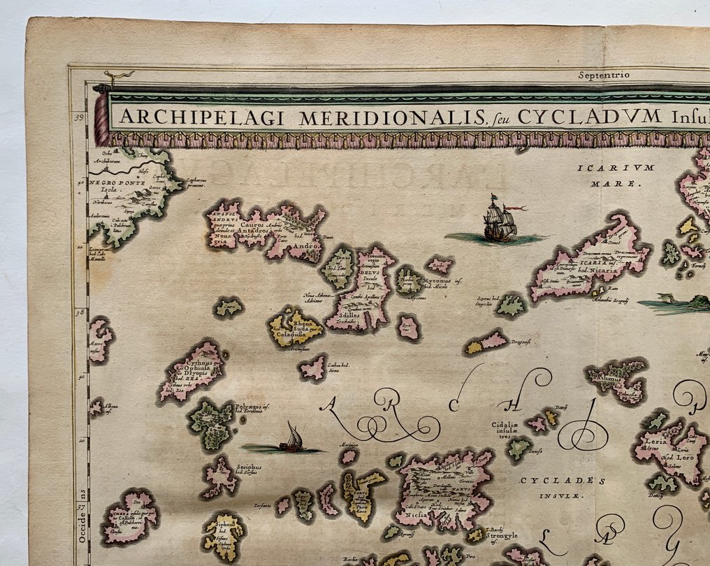 Europa - Hellas / Egeerhavet; J. Janssonius - Archipelagi Meridionalis, seu Cycladum insularum accurata delineatio. - 1621-1650 #2.2