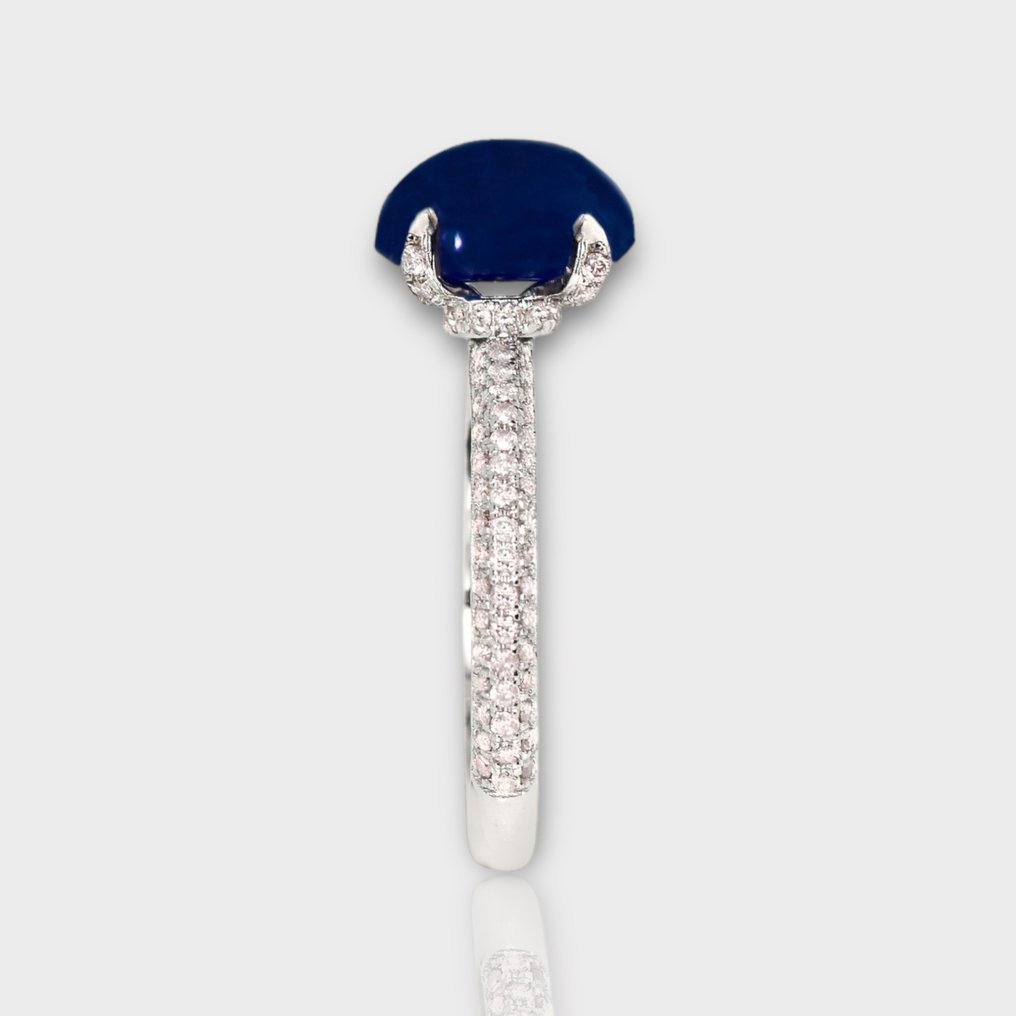 Bague - 14 carats Or blanc - 4.34ct. tw. Saphir - Diamant - IGI 3,64 ct bleu #4.3