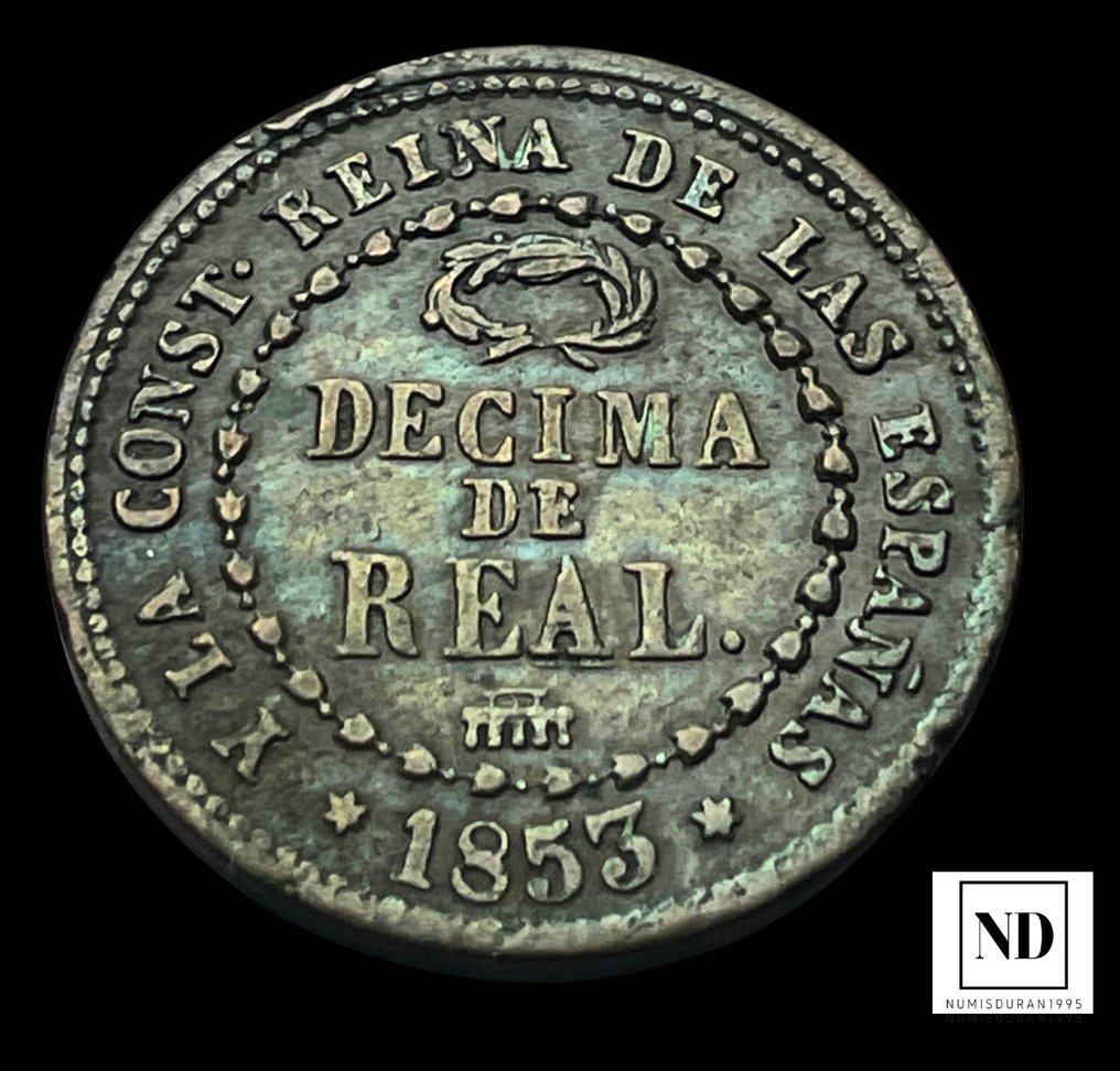 Royaume d’Espagne. Isabel II (1833-1868). Décima de Real 1853 - Segovia  (Sans Prix de Réserve) #1.1