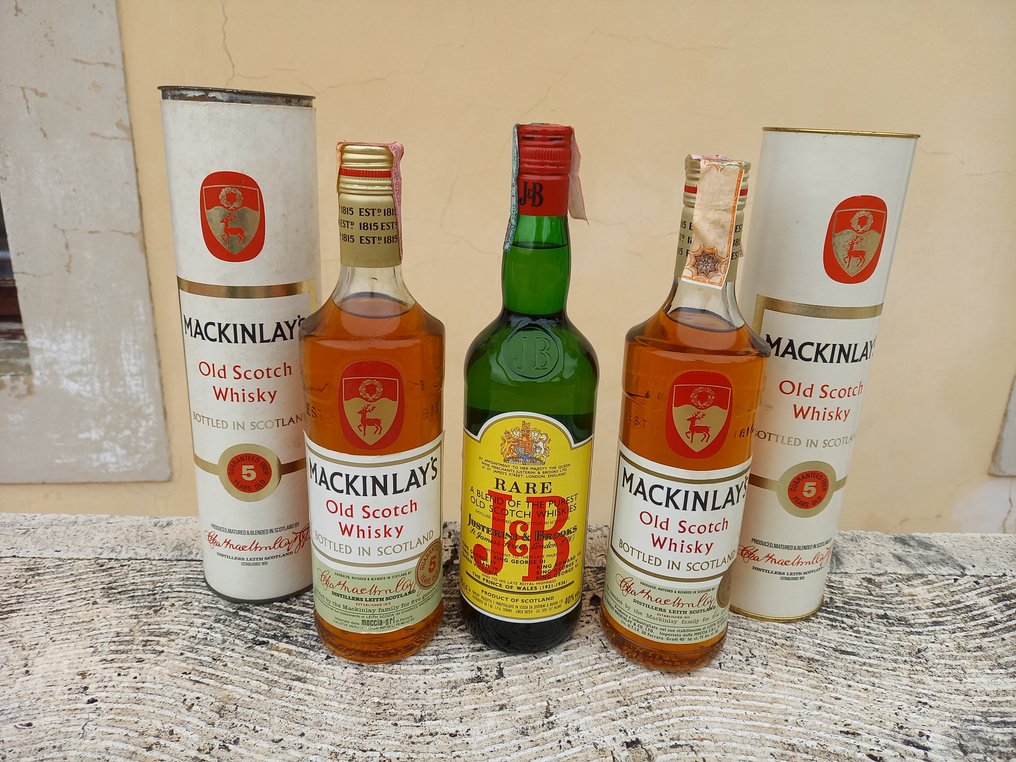 2 x Mackinlay's 5yo + J&B Rare  - b. Lata 70., 90. - 70cl, 75cl - 3 buteleki #1.1