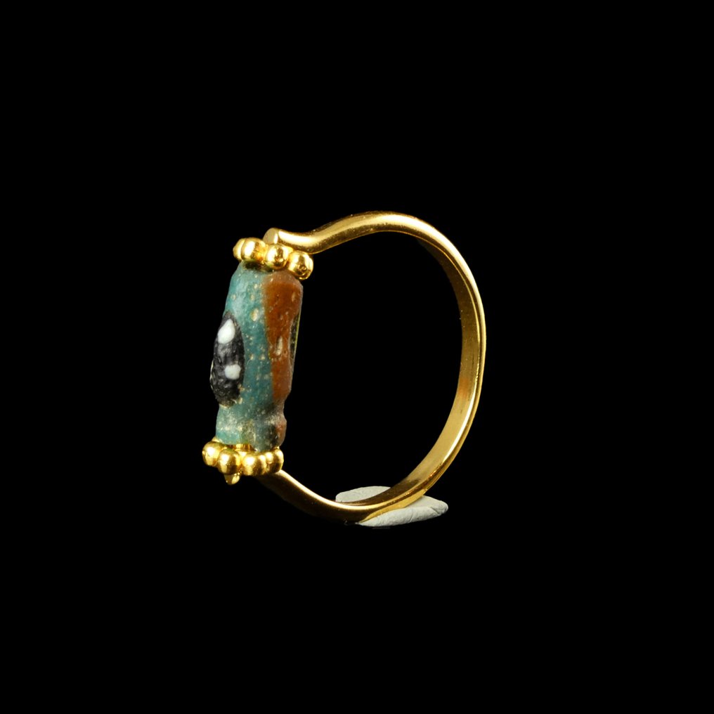 Bizánci Díszített bizánci üveggyöngyös gyűrű #3.2